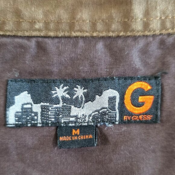 G by Guess Solid Brown Long Sleeve Button Up Dress Shirt Men's Size Large - Picture 7 of 8